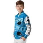 customized carolina panthers ferris arena blue white varsity jacket best selling.webp
