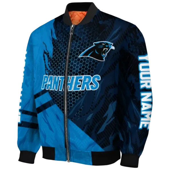 customized carolina panthers hexagon mesh blue black bomber jacket best selling