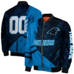 customized carolina panthers hexagon mesh blue black bomber jacket best selling