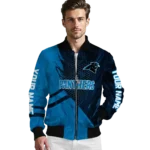customized carolina panthers hexagon mesh blue black bomber jacket best selling
