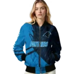 customized carolina panthers hexagon mesh blue black bomber jacket best selling