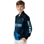 customized carolina panthers hexagon mesh blue black bomber jacket best selling