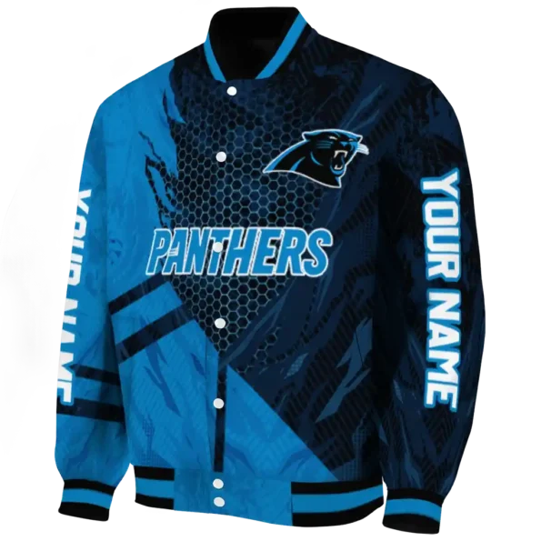 customized carolina panthers hexagon mesh blue black varsity jacket best selling.webp