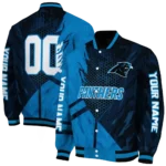 customized carolina panthers hexagon mesh blue black varsity jacket best selling.webp