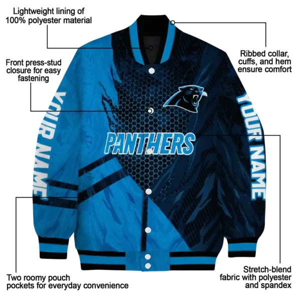 customized carolina panthers hexagon mesh blue black varsity jacket new arrival.webp