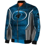 customized carolina panthers power plate blue bomber jacket best selling