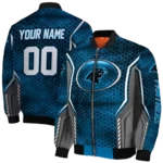 customized carolina panthers power plate blue bomber jacket best selling