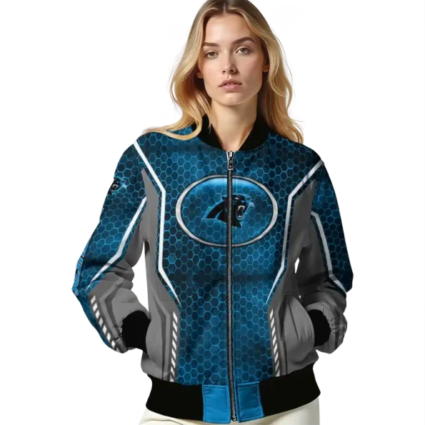 customized carolina panthers power plate blue bomber jacket latest model