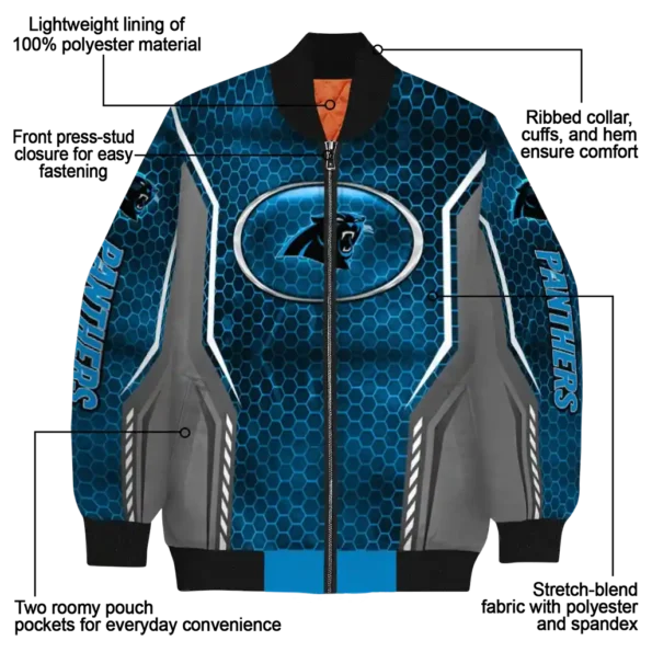 customized carolina panthers power plate blue bomber jacket new arrival