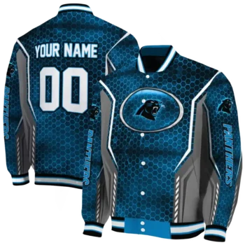 customized carolina panthers power plate blue varsity jacket fashion forward.webp