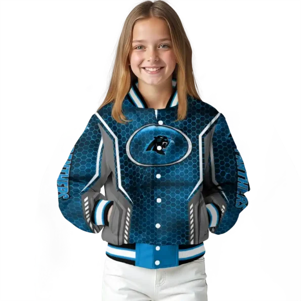 customized carolina panthers power plate blue varsity jacket top rated.webp