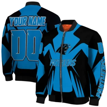 customized carolina panthers spider mark blue black crocs bomber jacket fashion forward