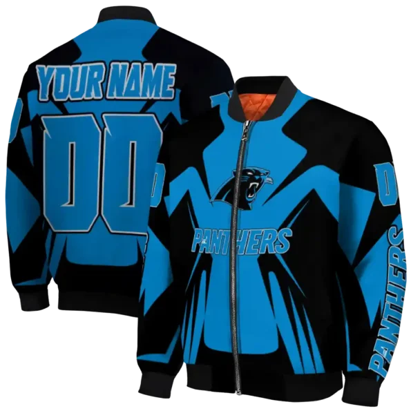 customized carolina panthers spider mark blue black crocs bomber jacket fashion forward
