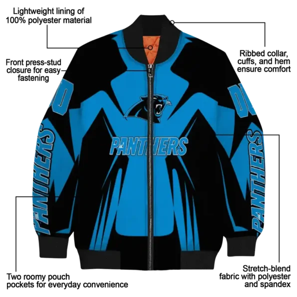customized carolina panthers spider mark blue black crocs bomber jacket new arrival