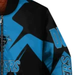 customized carolina panthers spider mark blue black crocs bomber jacket best selling