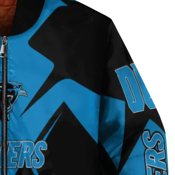 customized carolina panthers spider mark blue black crocs bomber jacket premium grade