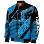 customized carolina panthers star burst blue bomber jacket best selling