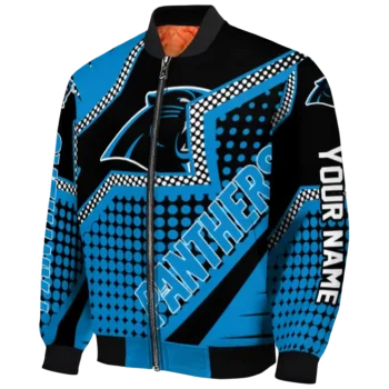 customized carolina panthers star burst blue bomber jacket best selling