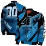 customized carolina panthers star burst blue bomber jacket best selling