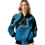 customized carolina panthers star burst blue bomber jacket best selling