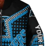 customized carolina panthers star burst blue bomber jacket best selling