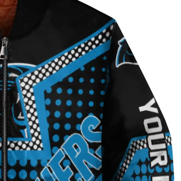 customized carolina panthers star burst blue bomber jacket premium grade