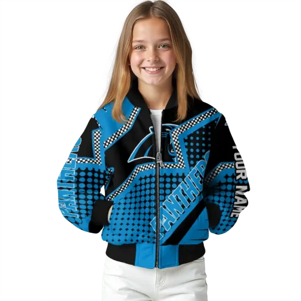 customized carolina panthers star burst blue bomber jacket top rated