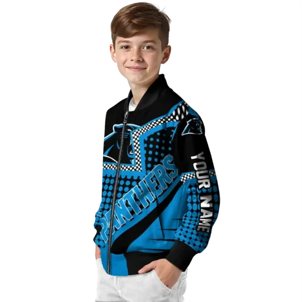 customized carolina panthers star burst blue bomber jacket trendy
