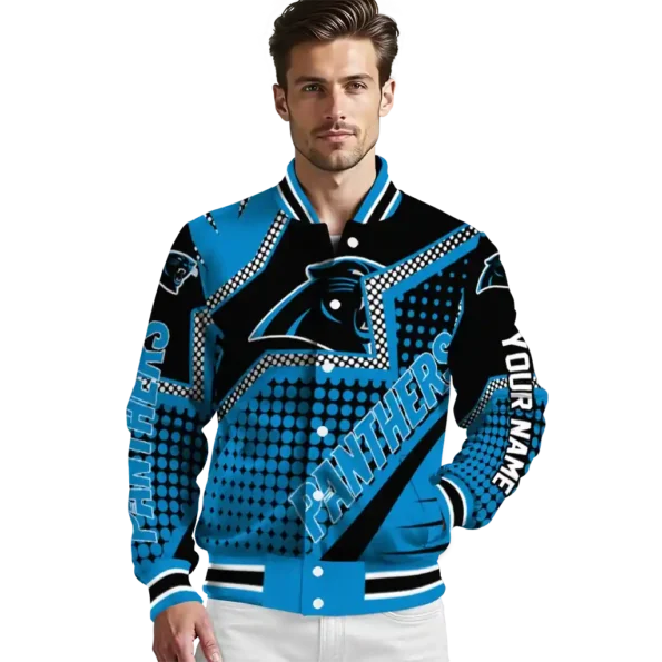 customized carolina panthers star burst blue varsity jacket high quality.webp