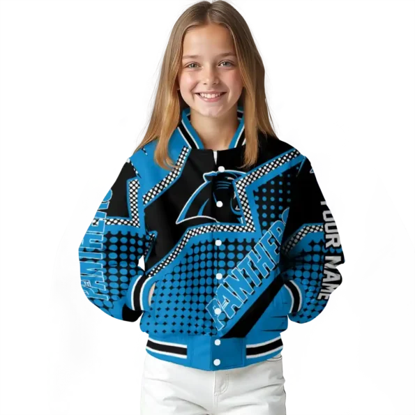 customized carolina panthers star burst blue varsity jacket top rated.webp