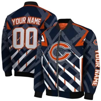 customized chicago bears chevron angles blue bomber jacket fashion forward