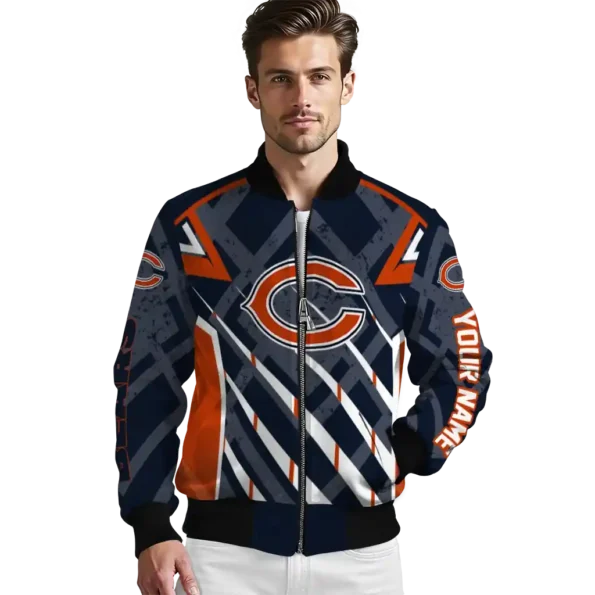 customized chicago bears chevron angles blue bomber jacket high quality