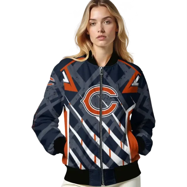 customized chicago bears chevron angles blue bomber jacket latest model