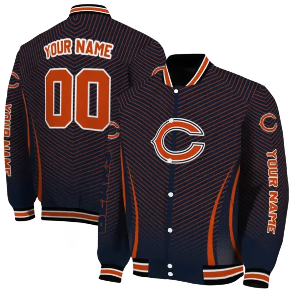 customized chicago bears chevron arrow blue varsity jacket fashion forward.webp