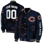customized chicago bears hexagon cluster blue black varsity jacket best selling.webp