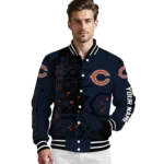 customized chicago bears hexagon cluster blue black varsity jacket best selling.webp