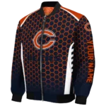 customized chicago bears hexagon grid blue bomber jacket best selling