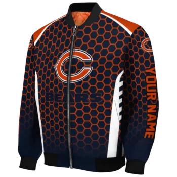 customized chicago bears hexagon grid blue bomber jacket best selling