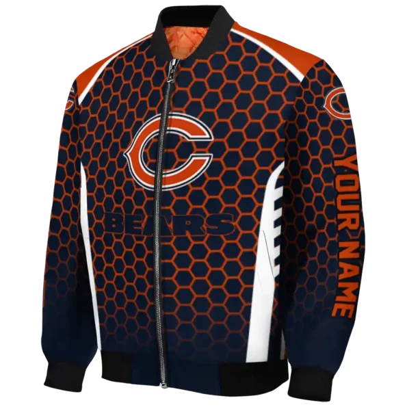 customized chicago bears hexagon grid blue bomber jacket best selling