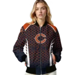 customized chicago bears hexagon grid blue bomber jacket best selling