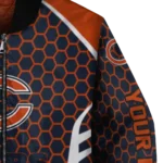 customized chicago bears hexagon grid blue bomber jacket best selling
