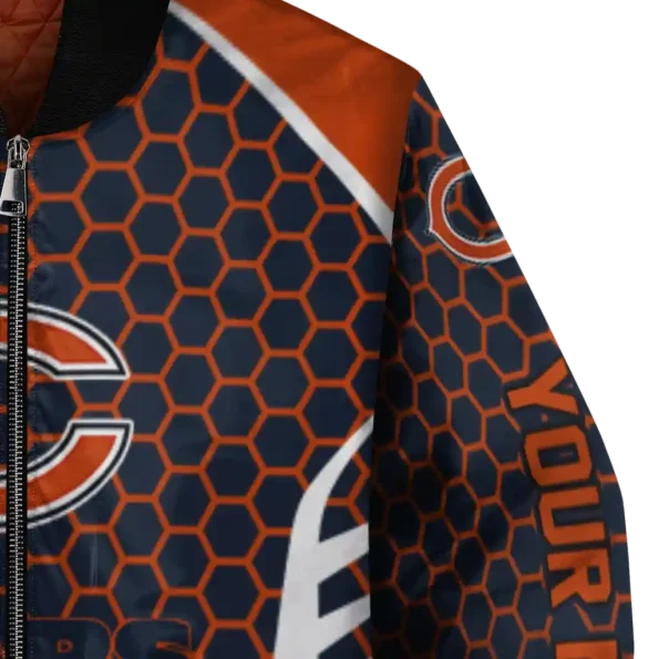 customized chicago bears hexagon grid blue bomber jacket premium grade