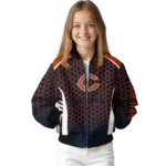 customized chicago bears hexagon grid blue bomber jacket best selling