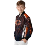 customized chicago bears hexagon grid blue bomber jacket best selling