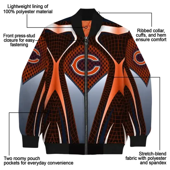 customized chicago bears mesh chest orange crocs black bomber jacket new arrival