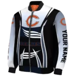 customized chicago bears mesh effect blue black bomber jacket best selling