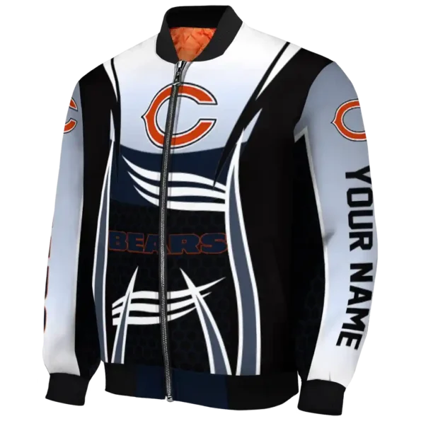 customized chicago bears mesh effect blue black bomber jacket best selling