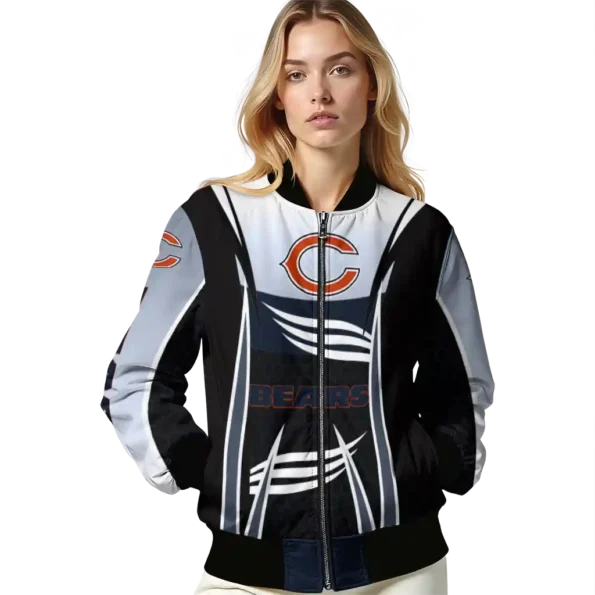 customized chicago bears mesh effect blue black bomber jacket latest model
