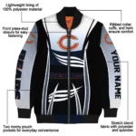 customized chicago bears mesh effect blue black bomber jacket best selling