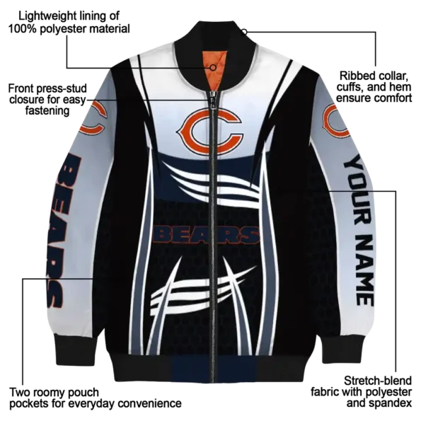 customized chicago bears mesh effect blue black bomber jacket new arrival